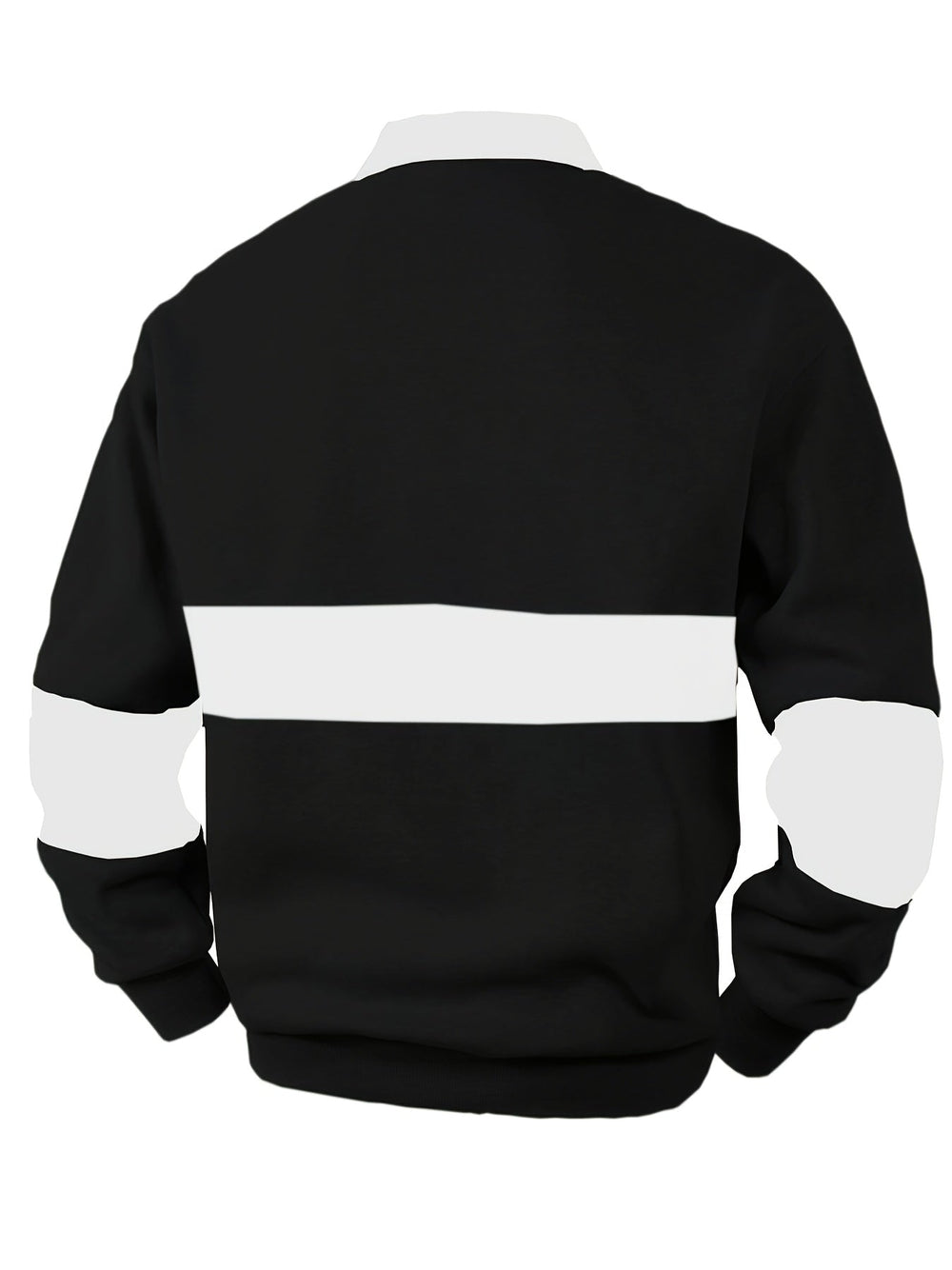 Men's Casual Colour-Block Cotton Long Sleeve Polo Shirt
