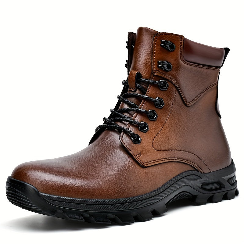 Men's Rugged Leather Lace-Up Boots