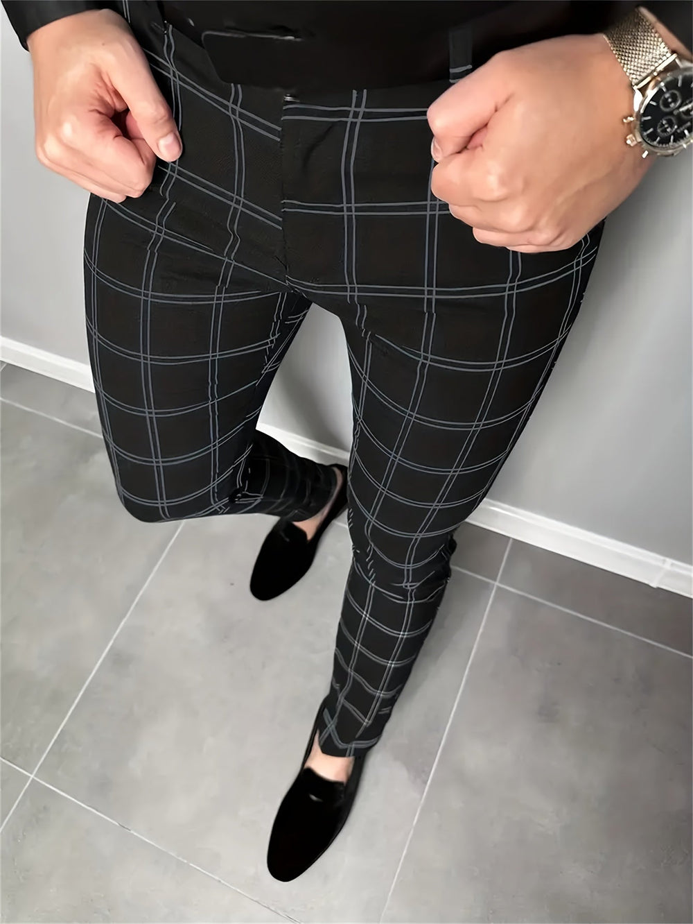 Men's Refined Slim-Fit Wool Blend Trousers