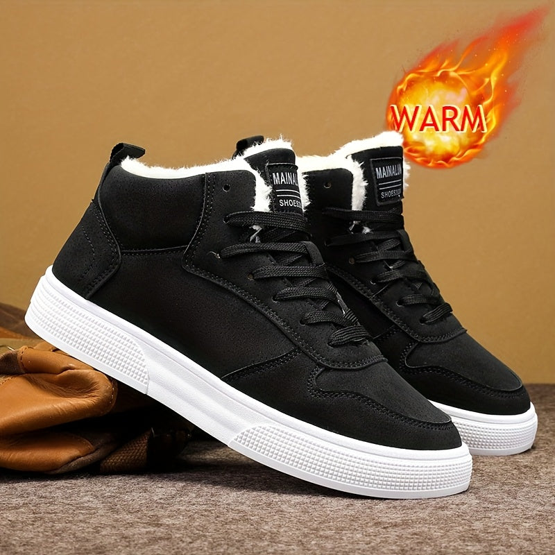 Men's Casual Warm-Lined Leather High-Top Sneakers