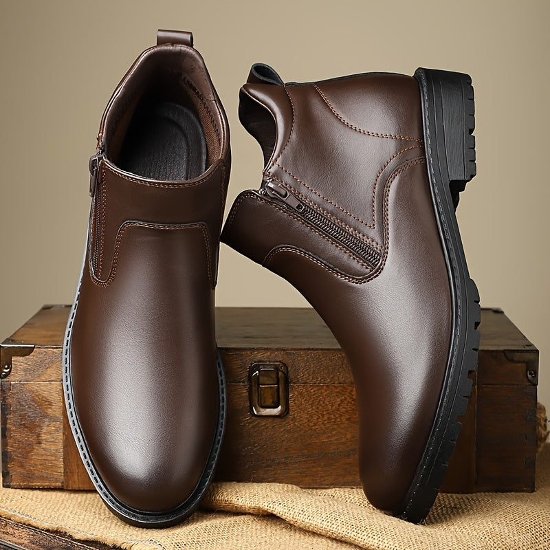 Men's Classic Leather Side-Zip Ankle Boots