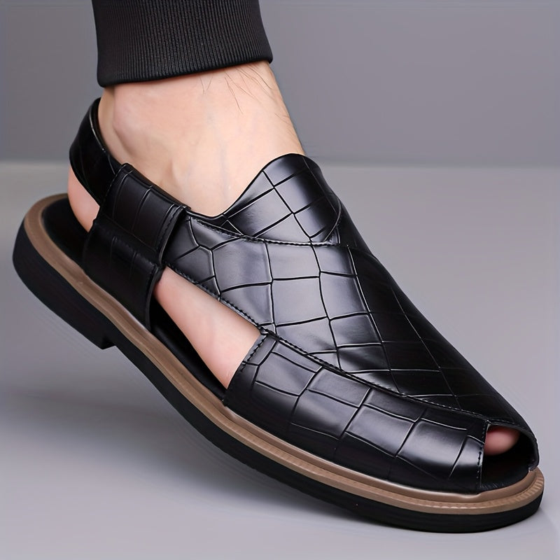 Men's Casual Woven Leather Comfort Sandals