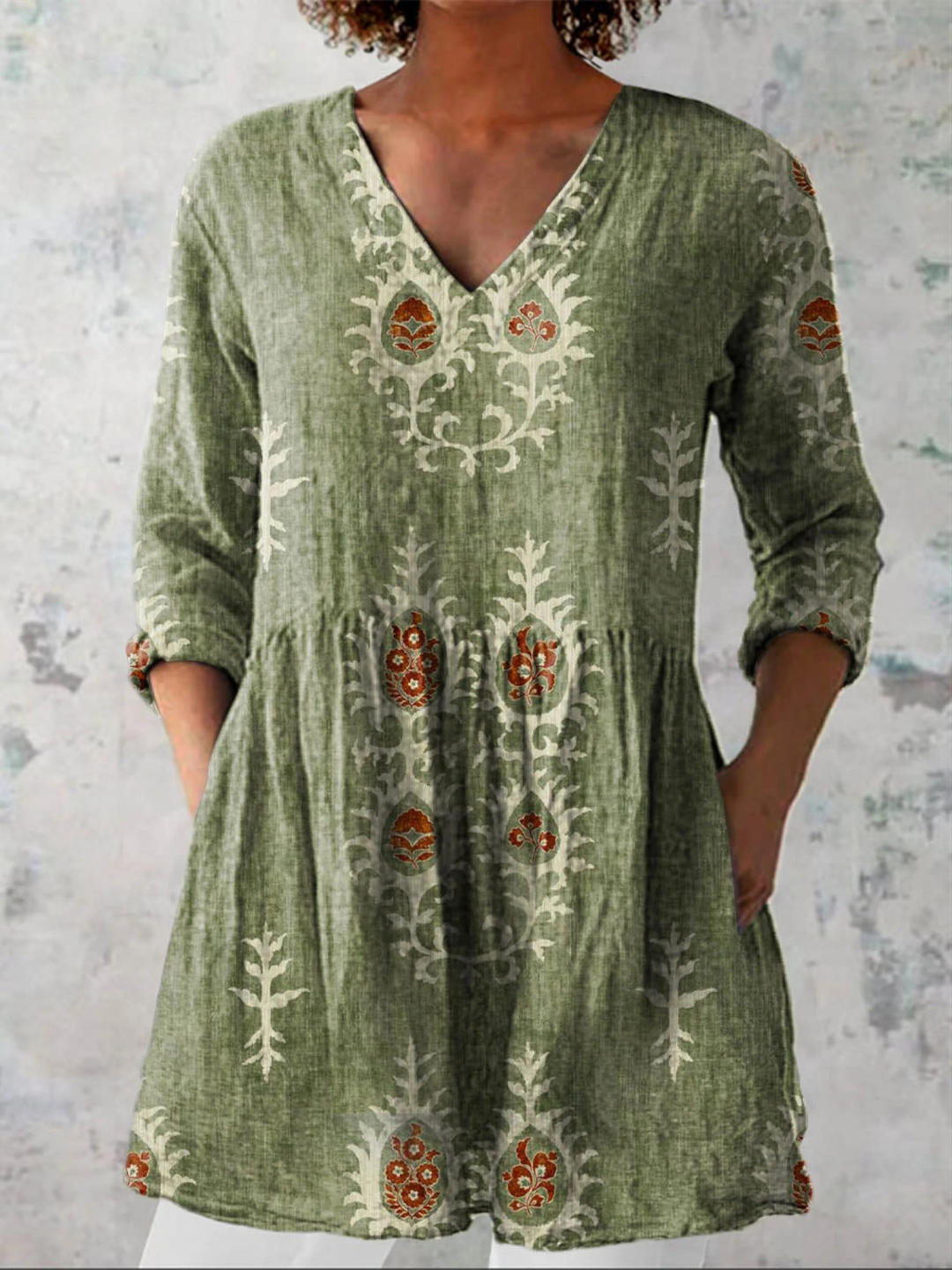 Women's Classic Longline V-Neck Blouse
