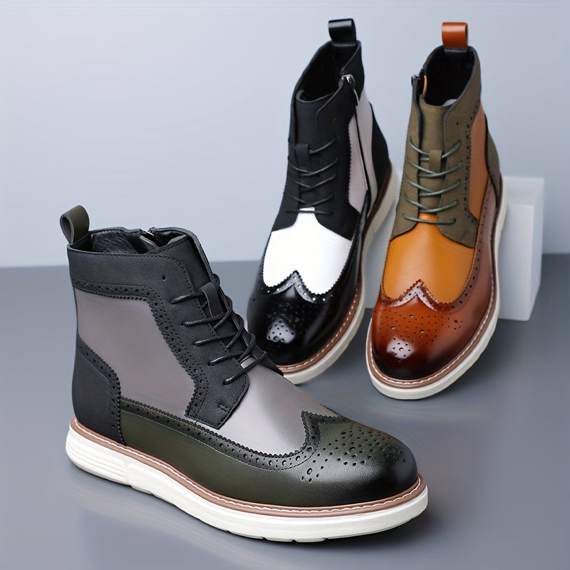 Men's Refined Leather Wingtip Ankle Boots