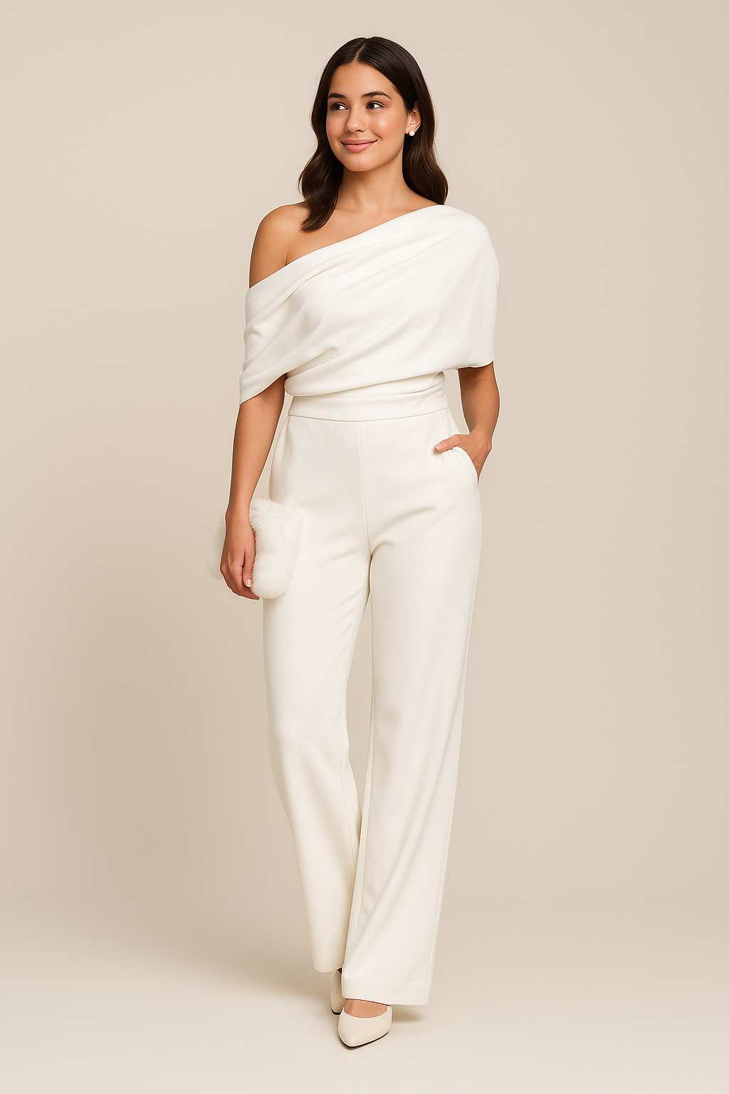 Women's Elegant One-Shoulder Wide Leg Jumpsuit