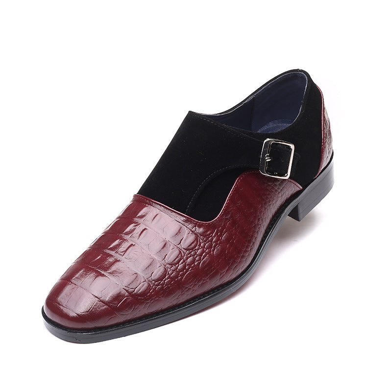 Men's Classic Croc Embossed Leather Monk Strap Dress Shoes