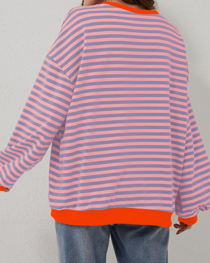 Unisex Oversized Cotton Blend Striped Sweatshirt