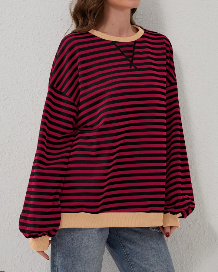 Unisex Oversized Cotton Blend Striped Sweatshirt