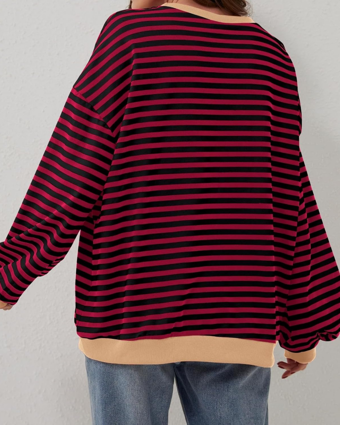Unisex Oversized Cotton Blend Striped Sweatshirt