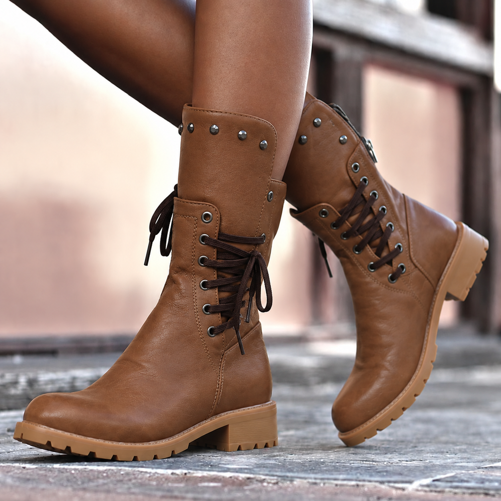 Women's Retro Lace-Up Leather Ankle Boots