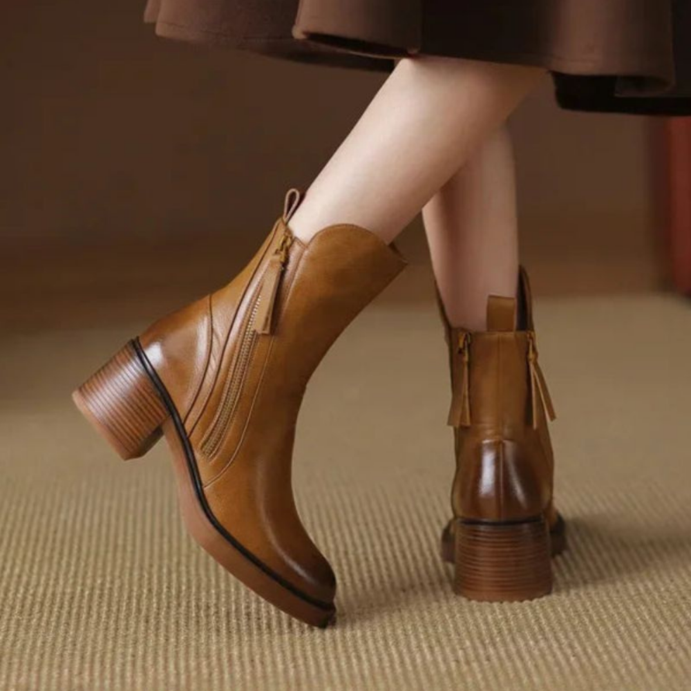 Women's Stylish Mid-Calf Leather Boots