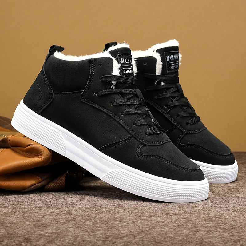 Men's Casual Warm-Lined Leather High-Top Sneakers