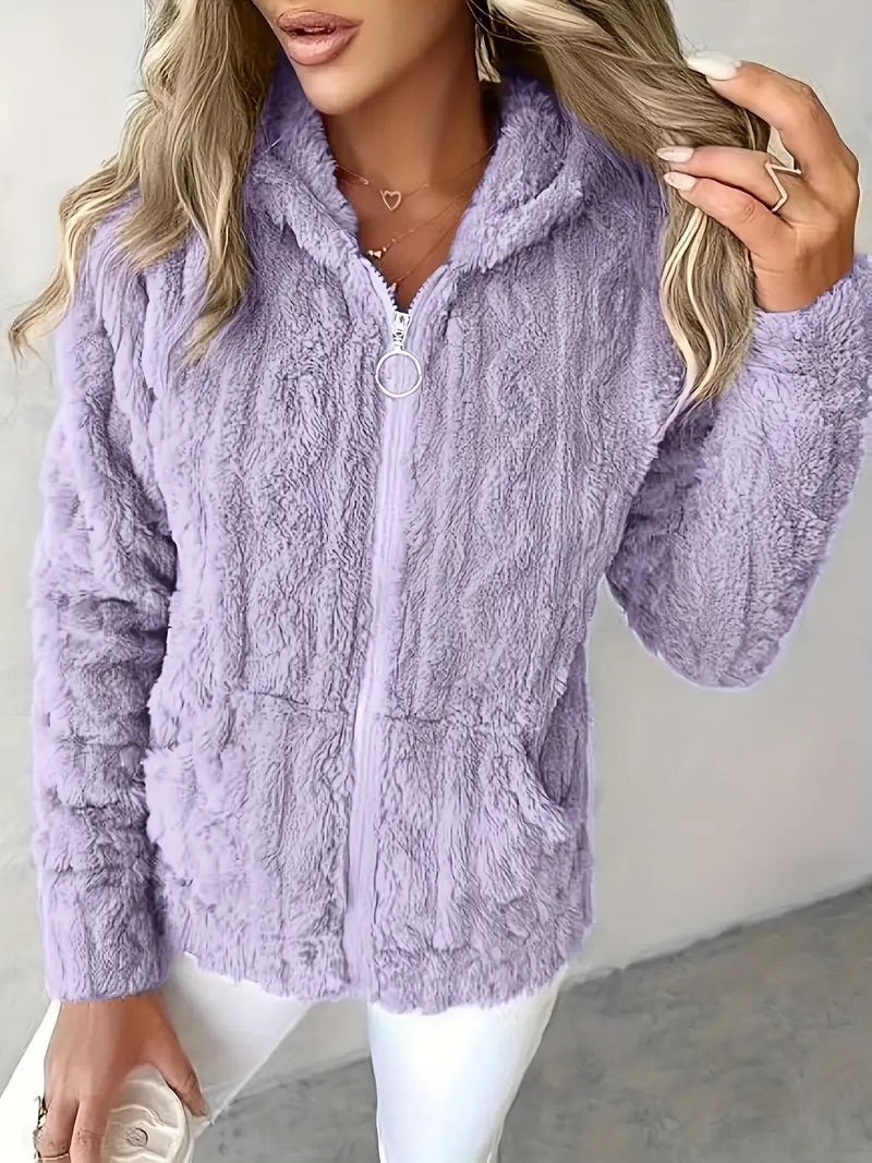 Unisex Casual Hooded Full-Zip Sweater
