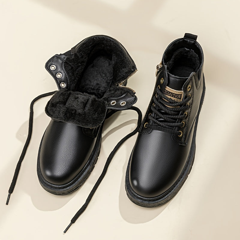 Men's Rugged Leather Lace-Up High-Top Boots