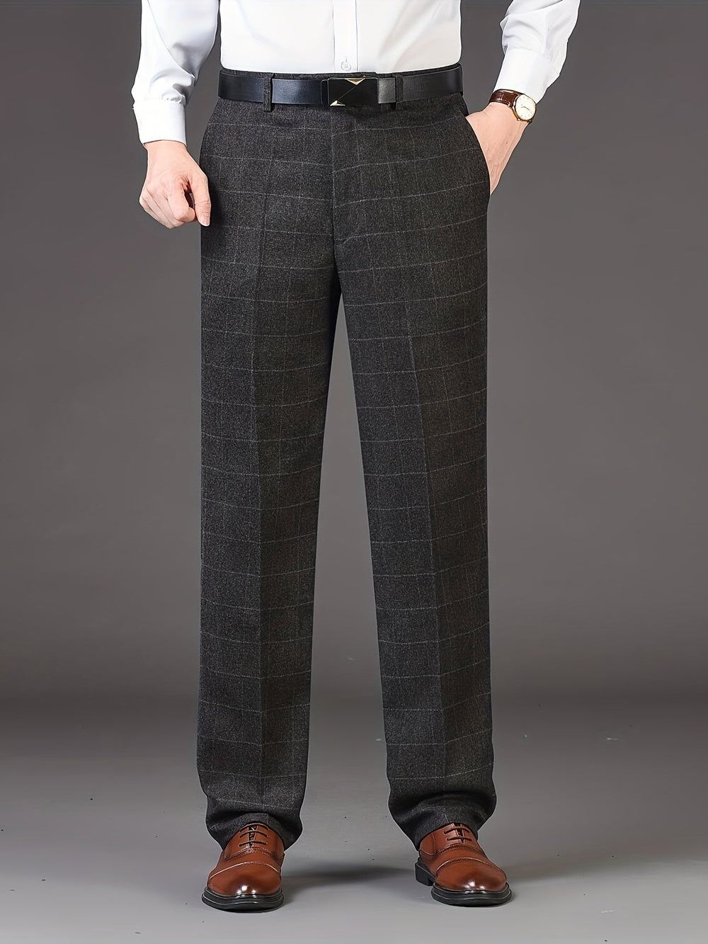 Men's Classic Tailored Wool Blend Trousers