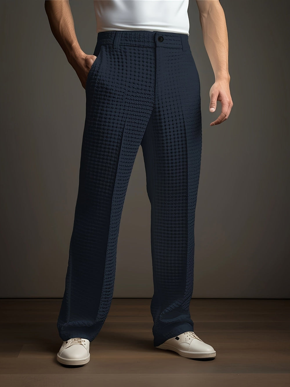Men's Casual Textured Relaxed Fit Trousers