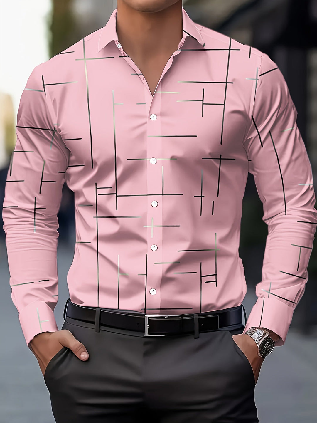 Men's Classic Cotton Long Sleeve Printed Shirt