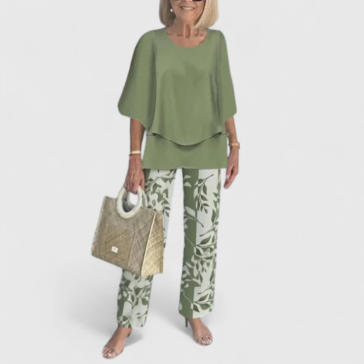 Women's Casual Floral Cropped Wide Leg Two-Piece Set