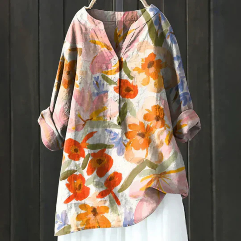 Women's Casual Floral Print Long Sleeve Blouse
