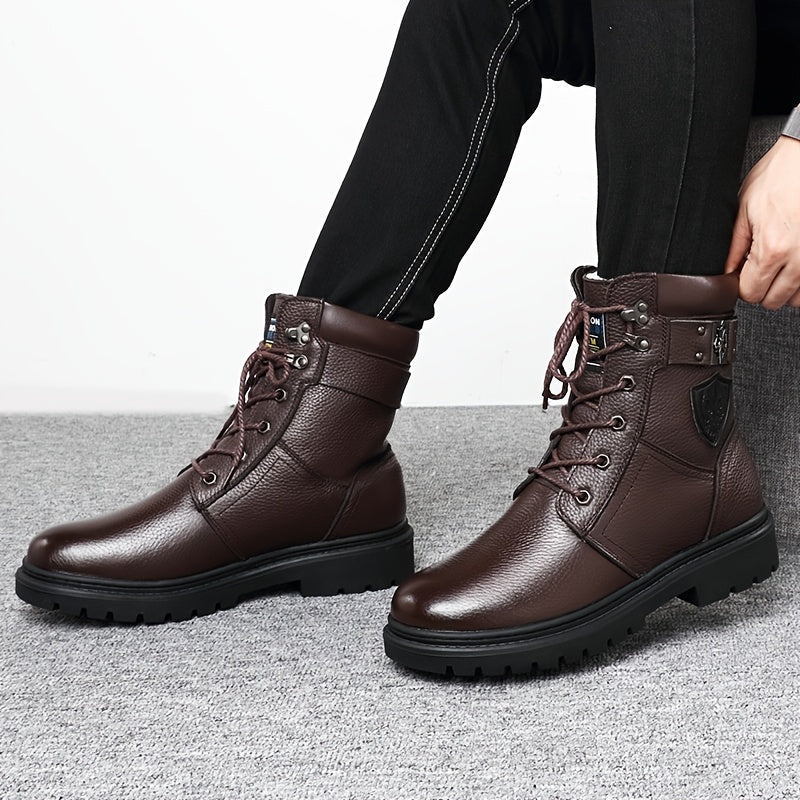 Men's Rugged Leather Cold-Weather Boots