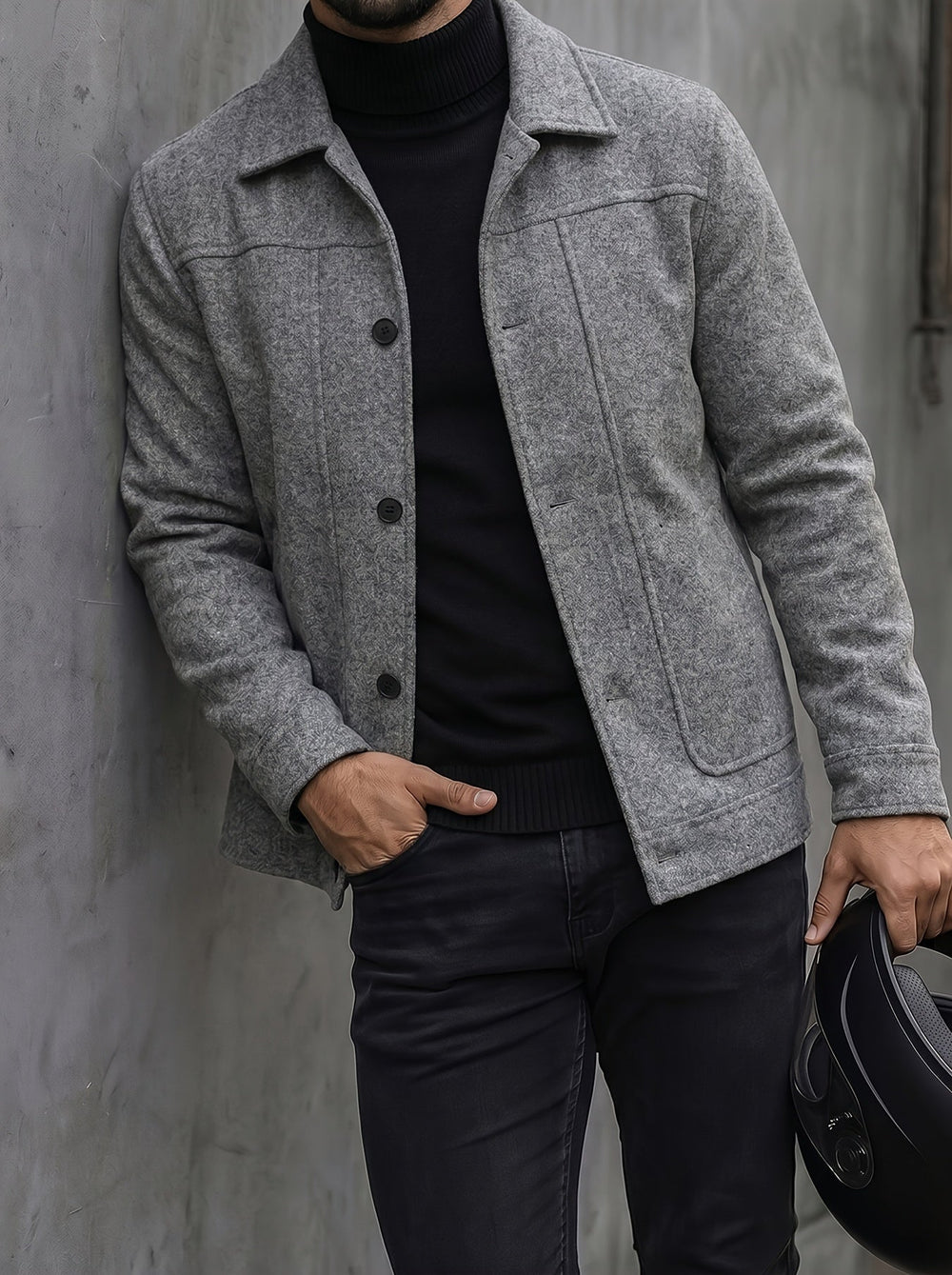 Men's Classic Cotton Blend Casual Jacket in Space