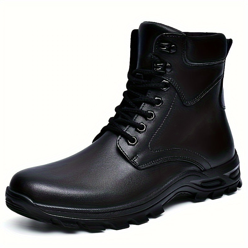 Men's Rugged Leather Lace-Up Boots