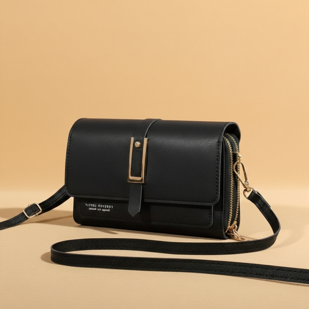 Women's Compact Leather Crossbody Bag with Phone and Card Holder