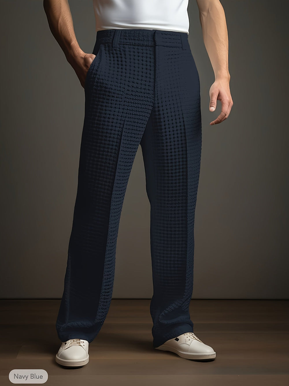 Men's Tailored Straight-Leg Wool Blend Trousers