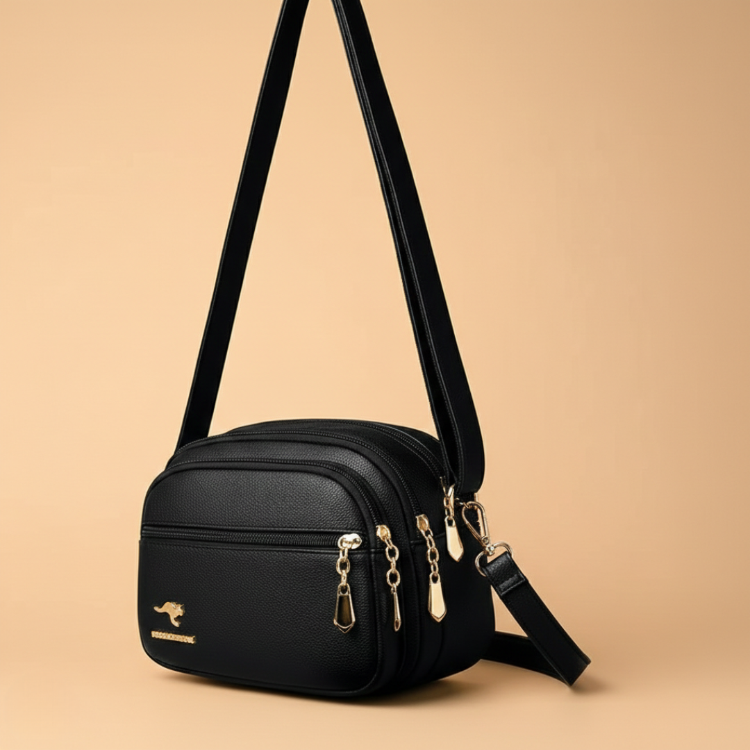 Women's Compact Leather Zip Crossbody Bag