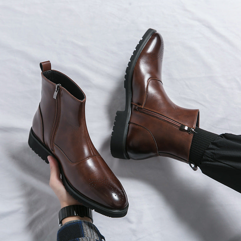 Men's Classic Leather Ankle Zip Boots
