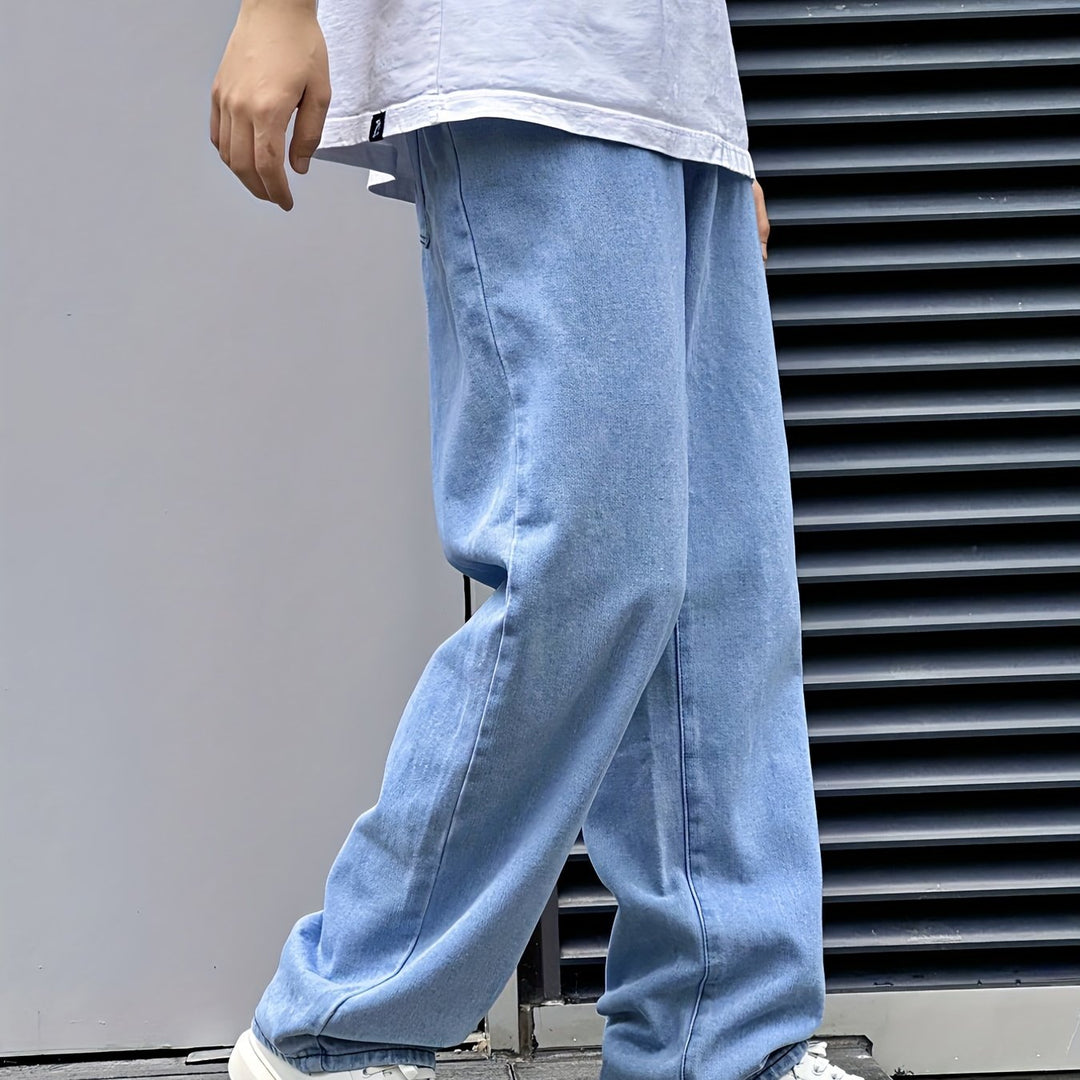 Men's Casual Relaxed Wide Leg Denim Jeans