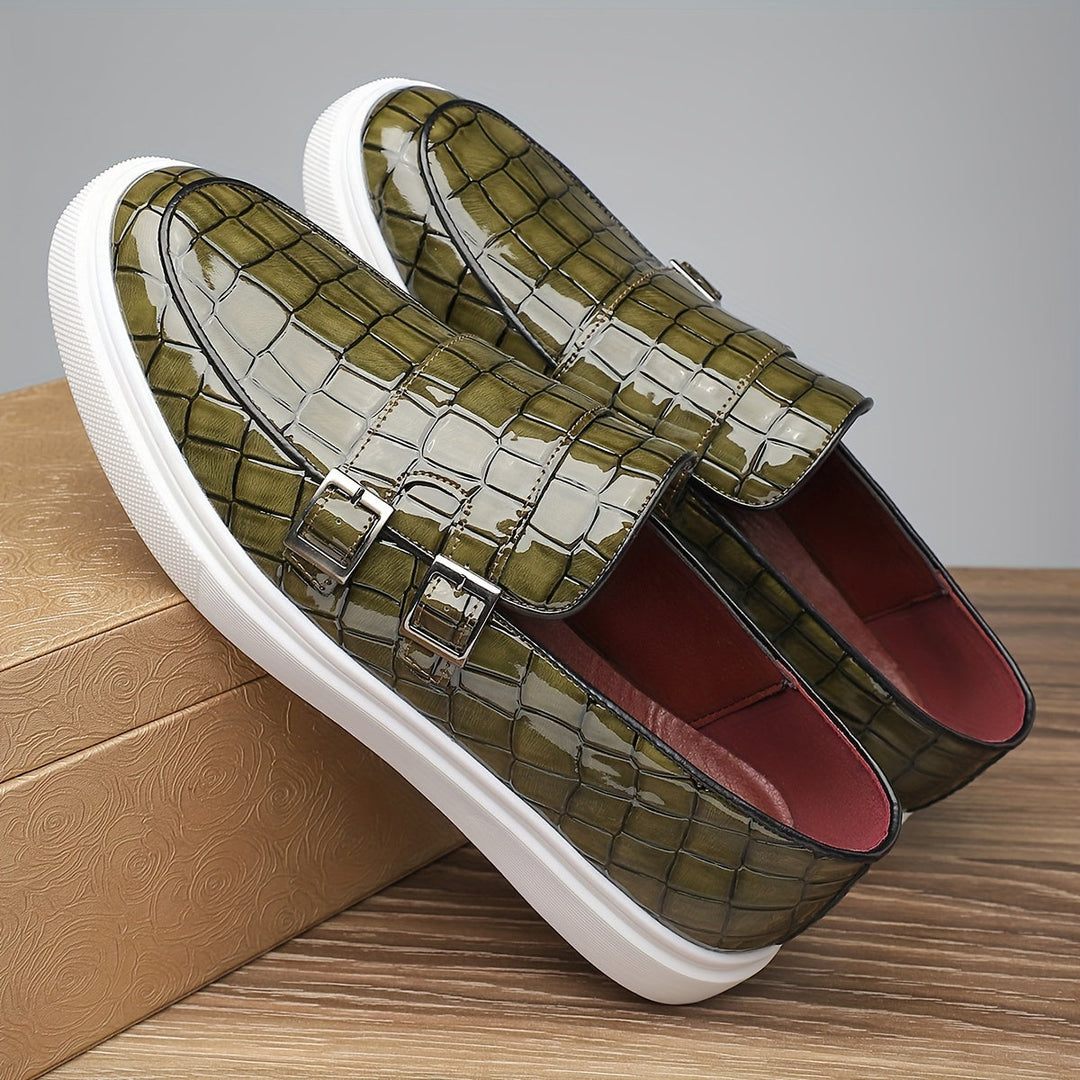 Men's Casual Textured Slip-On Leather Loafers
