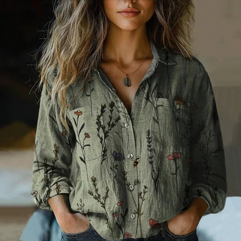 Women's Bohemian Cotton Button-Down Blouse