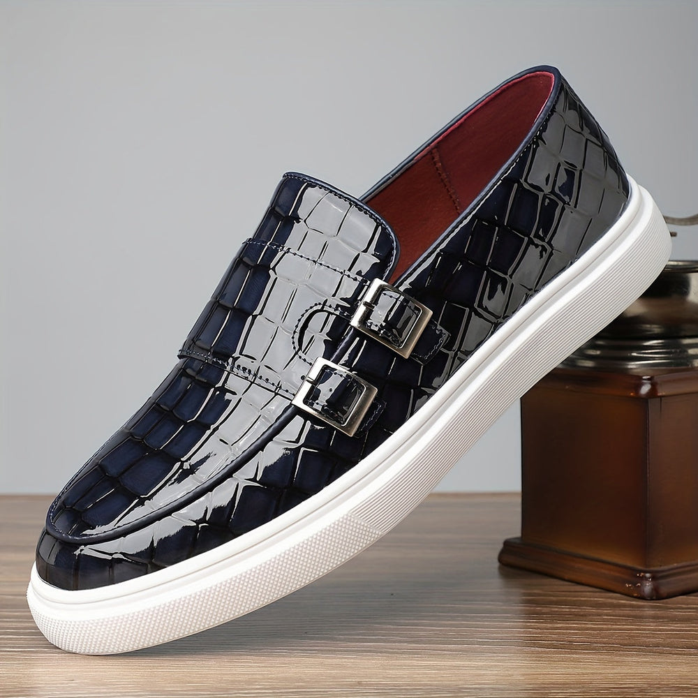 Men's Casual Textured Slip-On Leather Loafers
