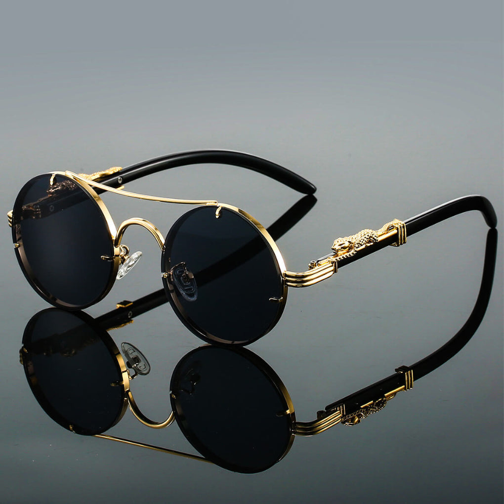 Unisex Retro Metal Frame Oval Sunglasses