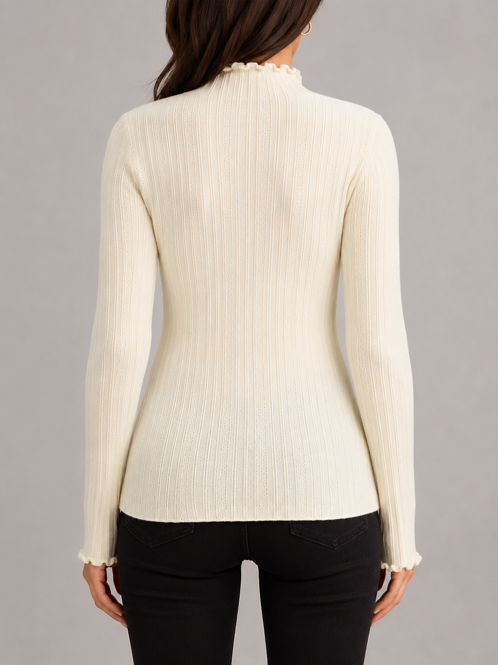 Women's Classic Ribbed Mock Neck Knit Sweater