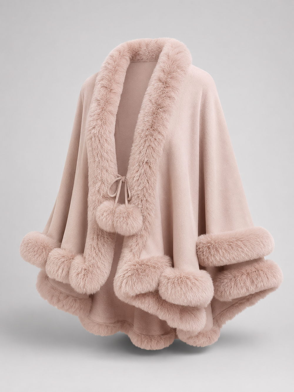 Women's Stylish Faux Fur Trim Cape Cardigan