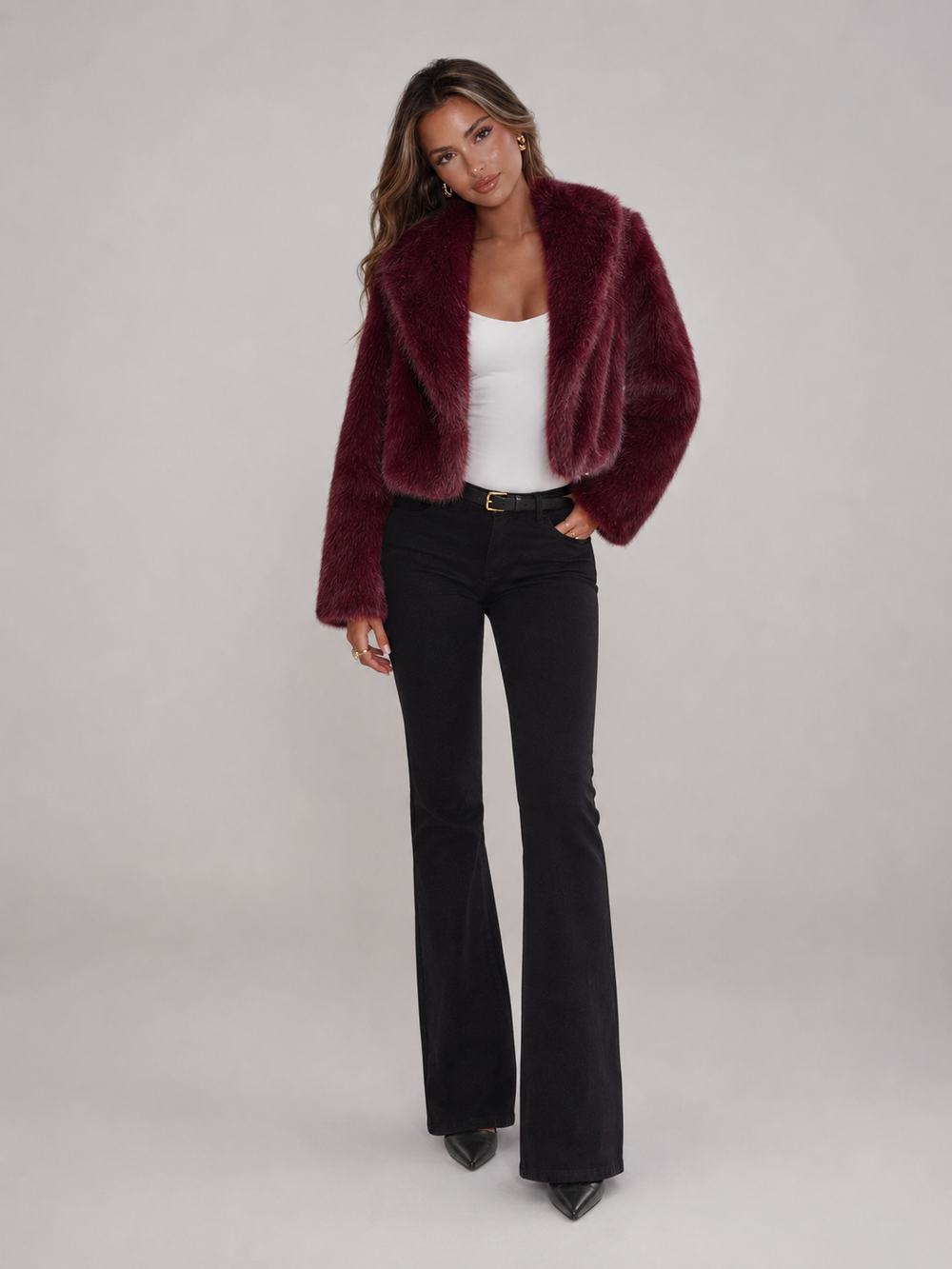 Women's Stylish Faux Fur Cropped Jacket