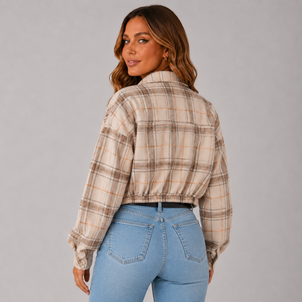 Women's Oversized Wool Blend Plaid Shirt Jacket