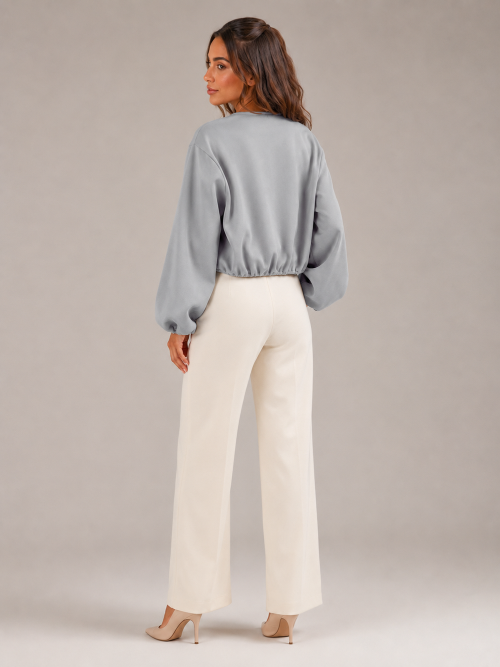 Women's Casual Cropped Zip Bomber Jacket