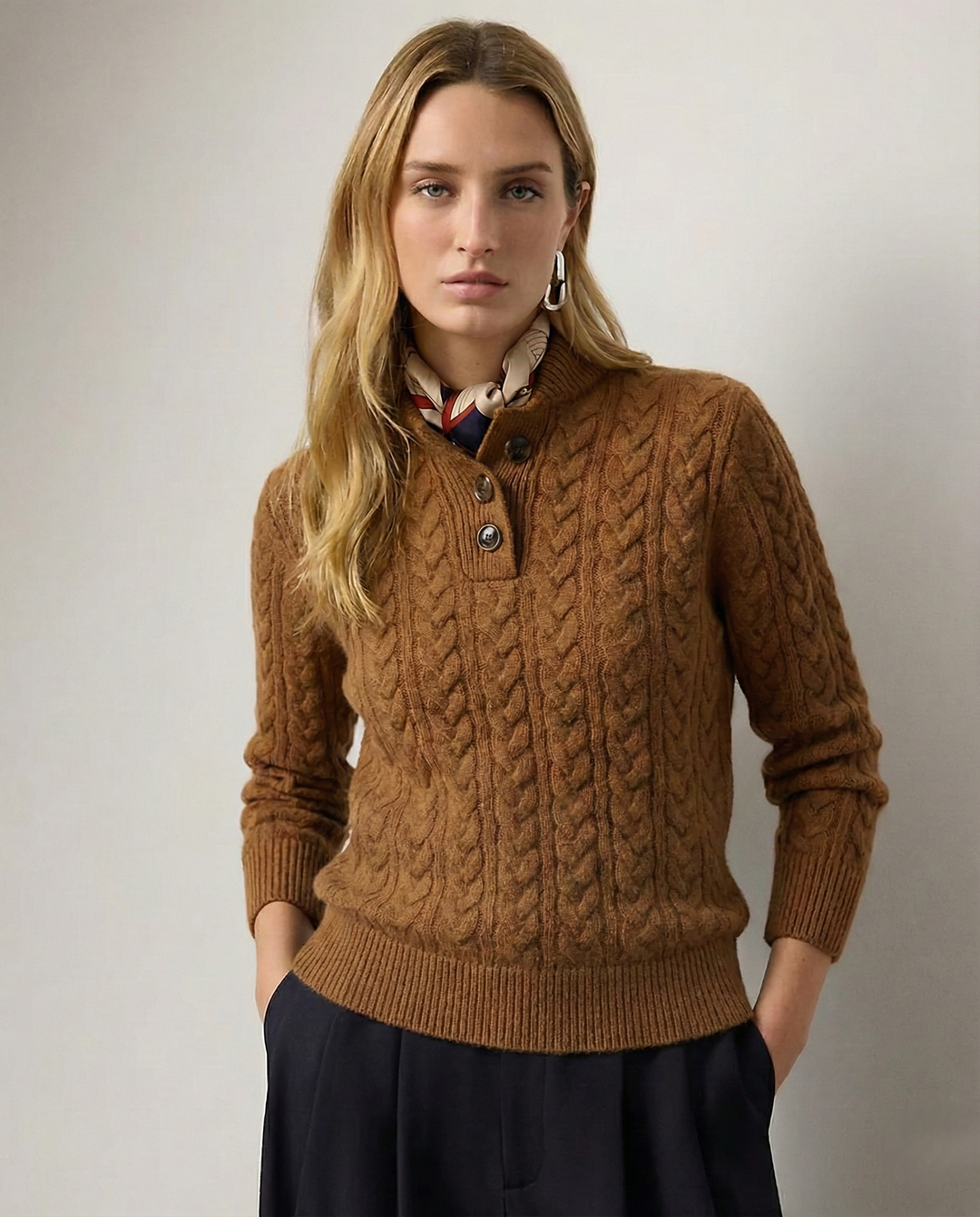 Women's Classic Cable Knit Cashmere Sweater