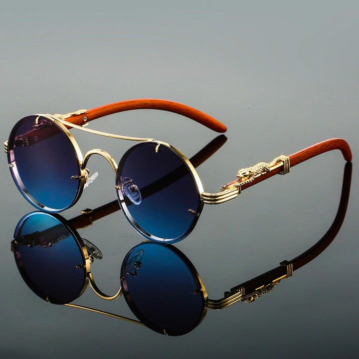 Unisex Retro Metal Frame Oval Sunglasses