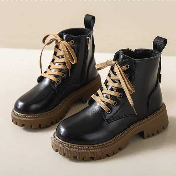 Women's Classic Leather Side Zipper Round Toe Boots