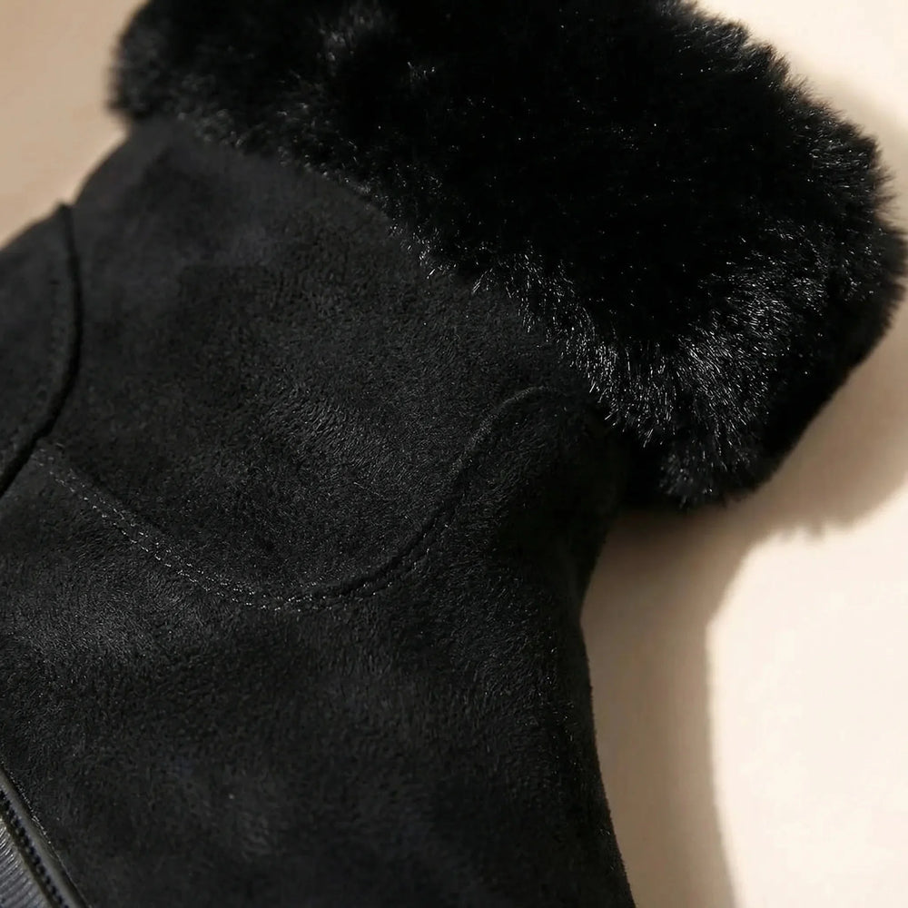 Women's Casual Suede Ankle Boots with Faux Fur Collar