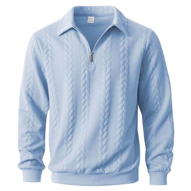 Men's Classic Long Sleeve Zip Neck Polo Shirt