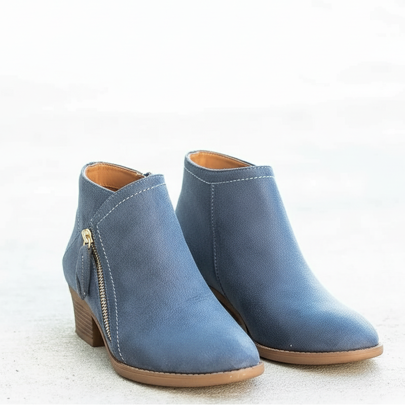 Women's Classic Leather Heeled Ankle Boots
