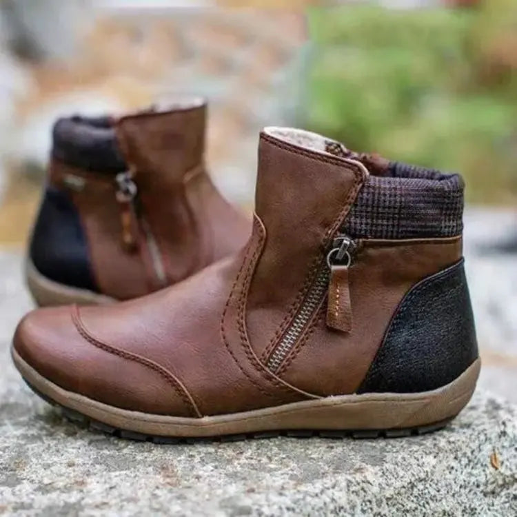 Women's Casual Leather Side-Zip Ankle Boots