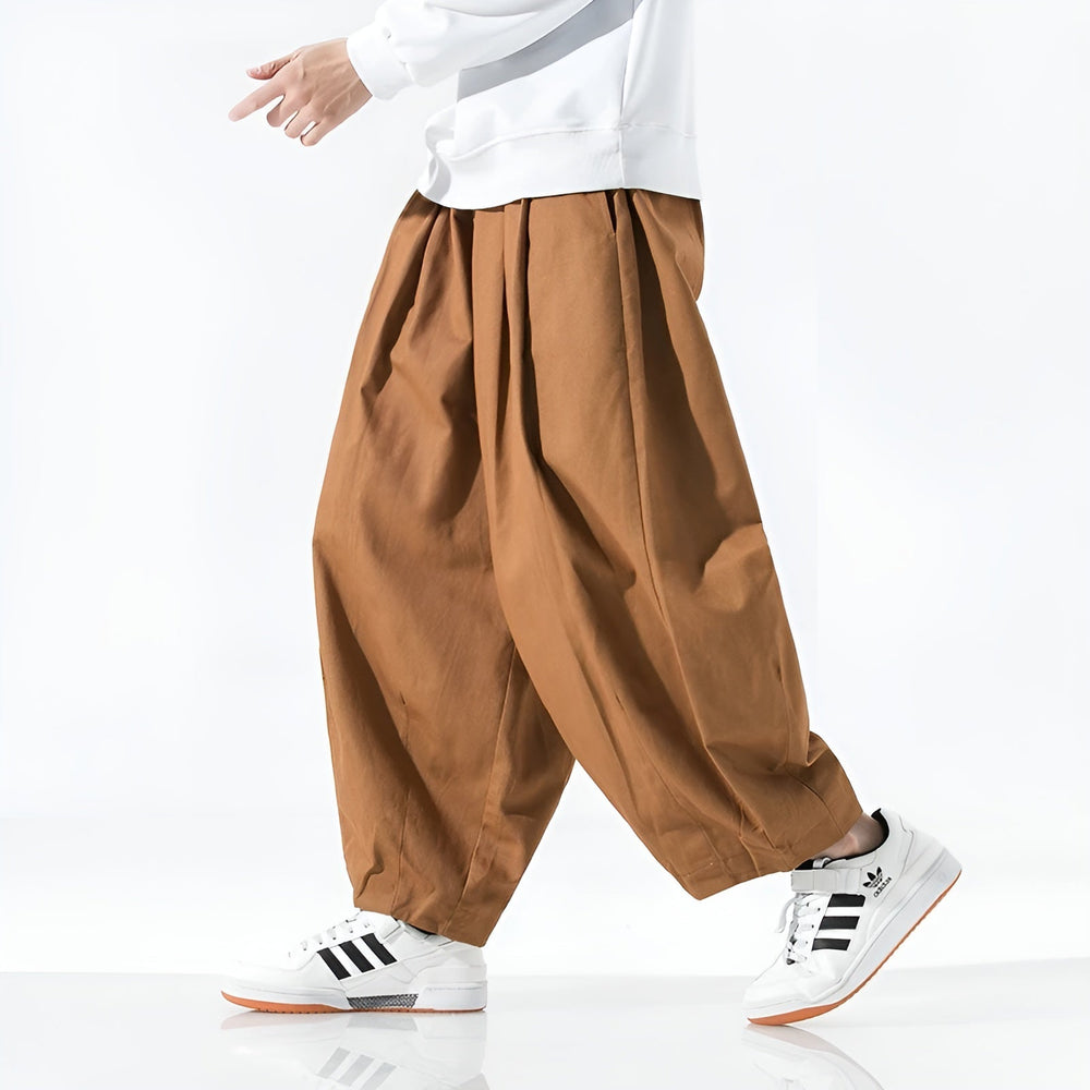 Men's Classic Wide Leg Pleated Wool Trousers