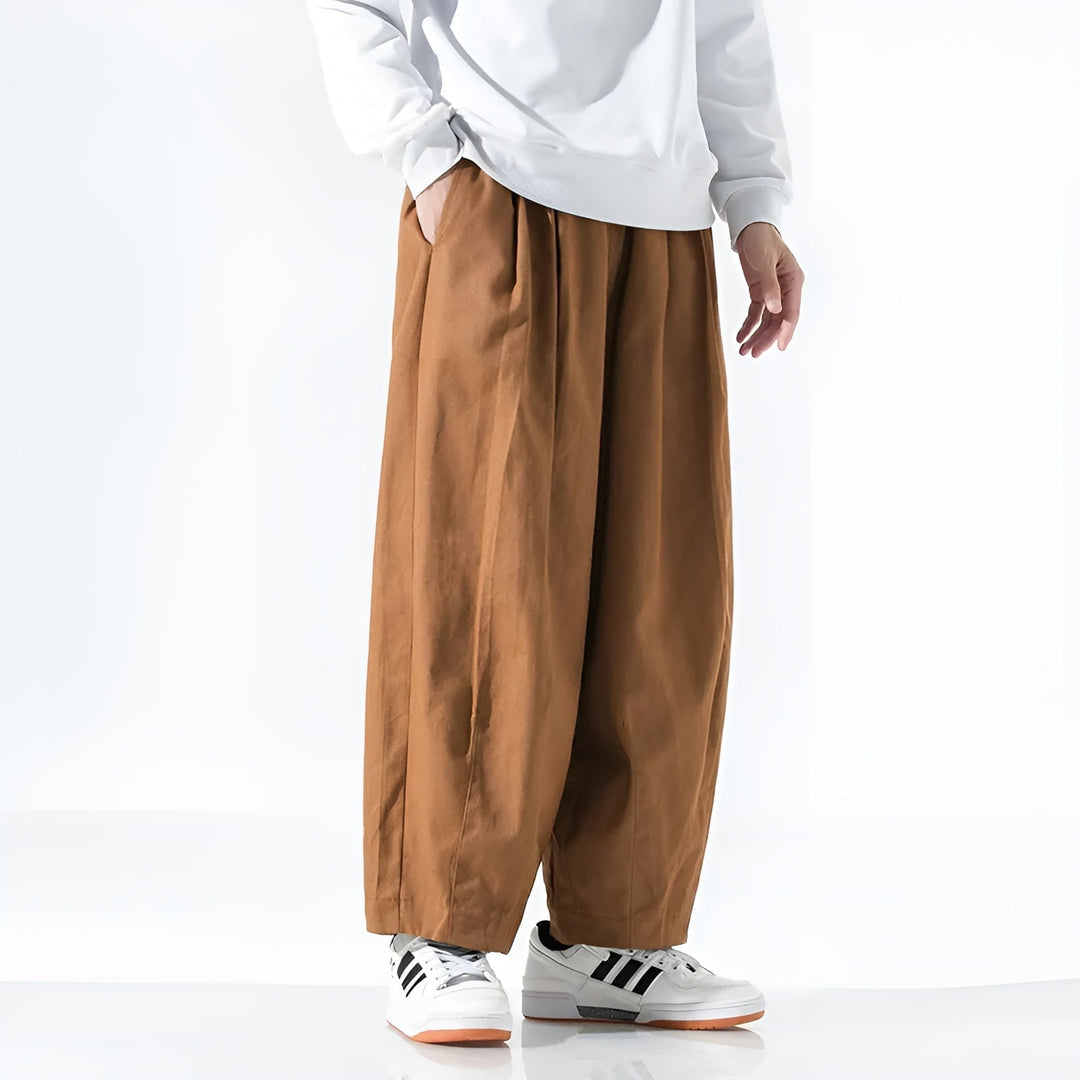 Men's Classic Wide Leg Pleated Wool Trousers