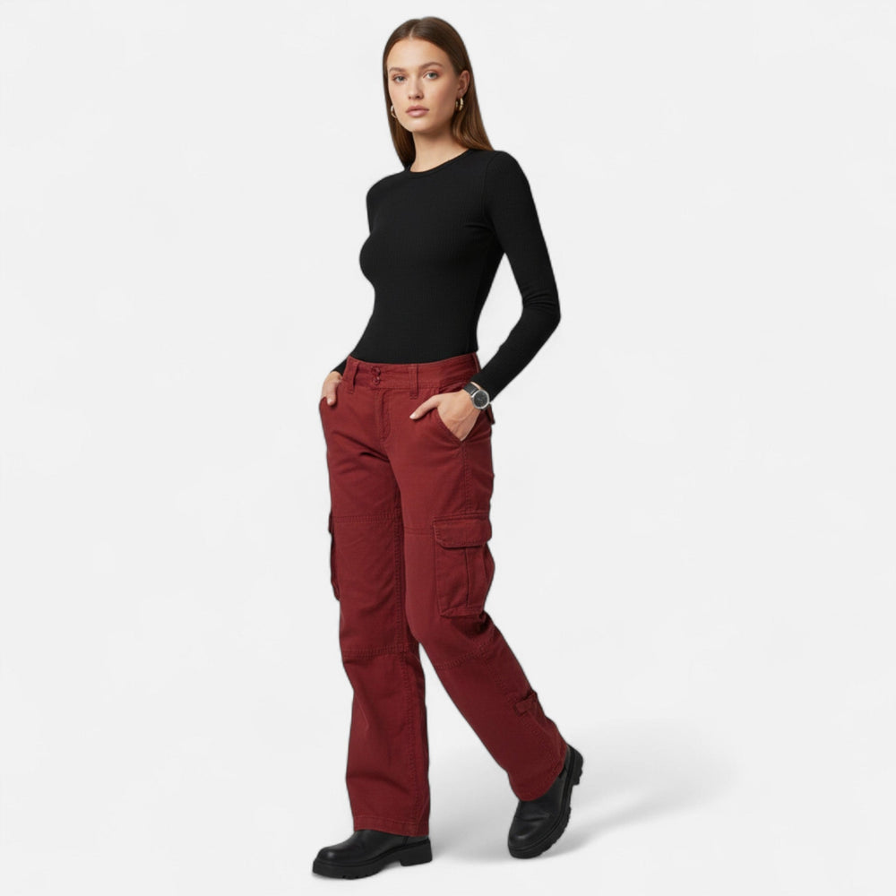 Women's Casual Cotton Straight Leg Cargo Pants